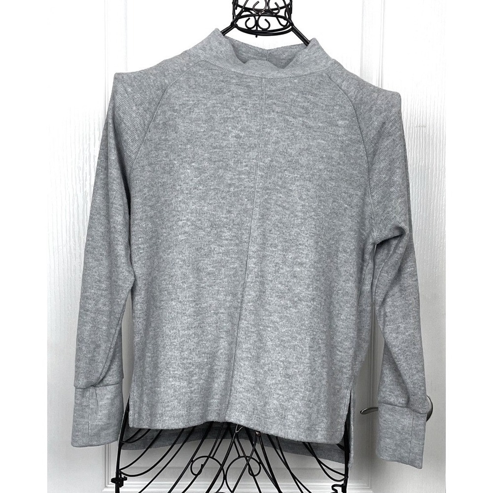 Sanctuary Women's Grey Mock Neck Sweatshirt Size M Raglan Pullover Sweater Basic